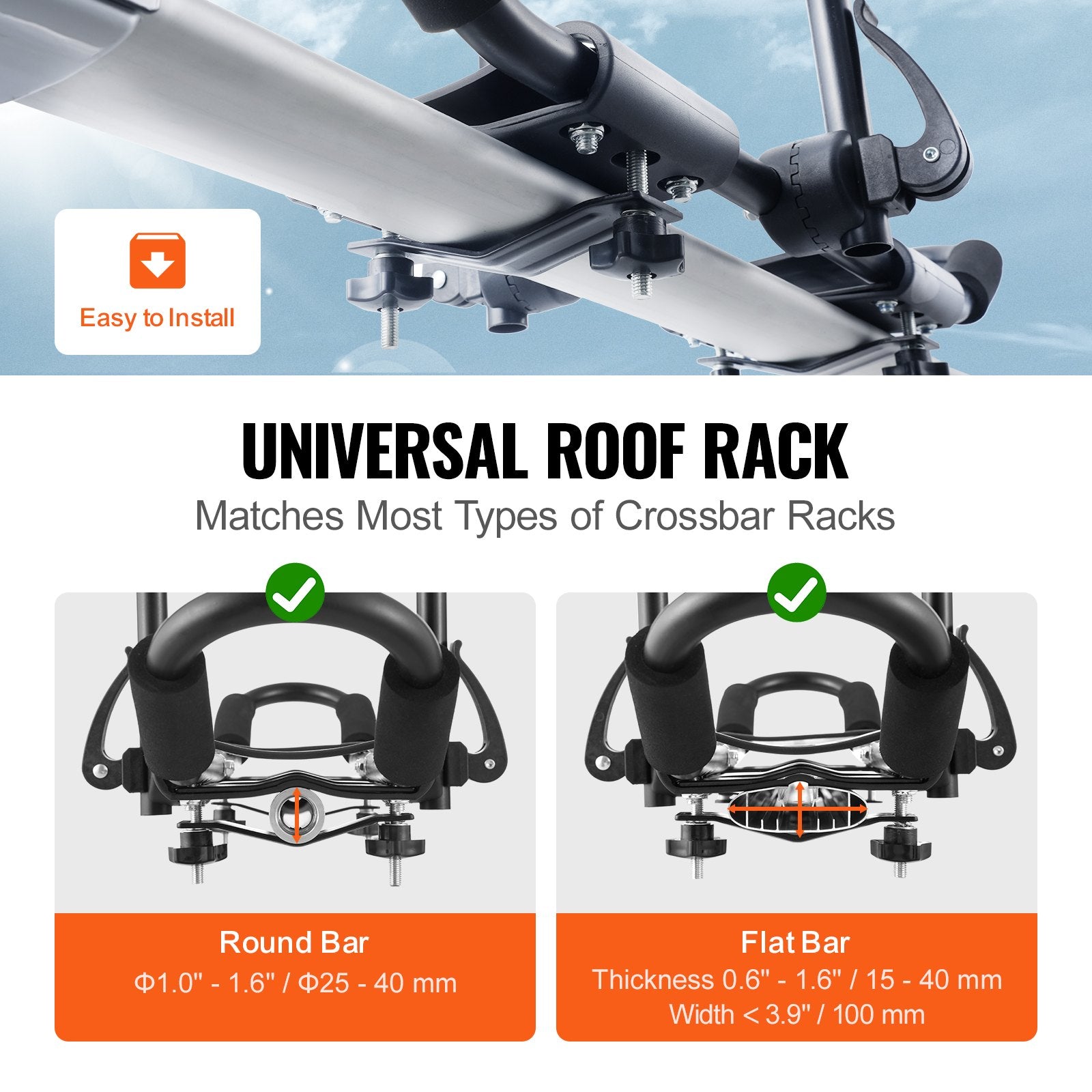 Kayak Roof Rack 1 Pair J-Bar, Soft Roof Rack, Top Mount Tie Down, Carrier for kayak, Surf Board, Canoe, SUP, V952-2H1KHJG2J000BSG1PV0