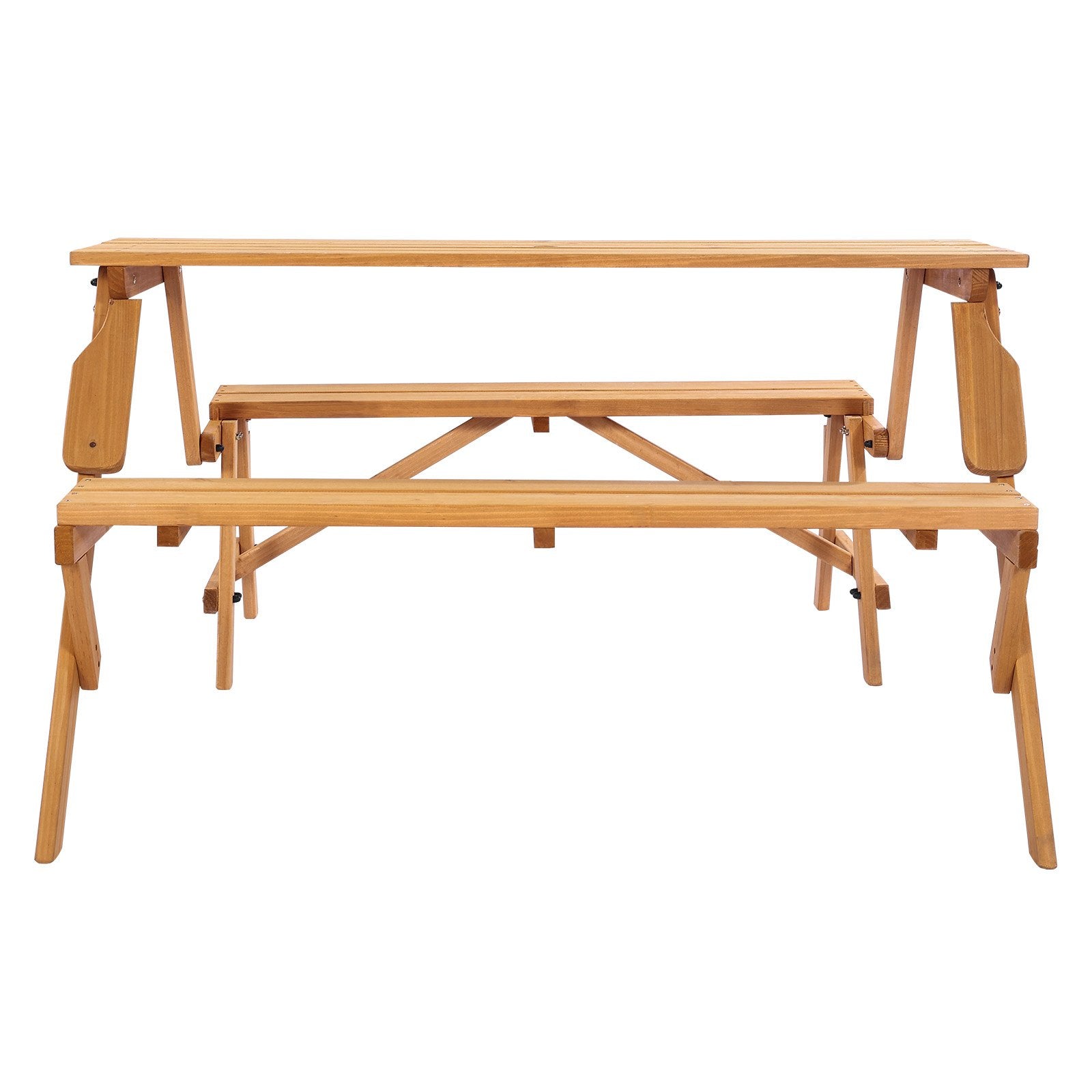 VEVOR 2-in-1 Transforming Interchangeable Picnic Table, Outdoor Wooden Table and Bench Set, Portable Foldable V952-2HYKBXYCZ45FP7QYPV0