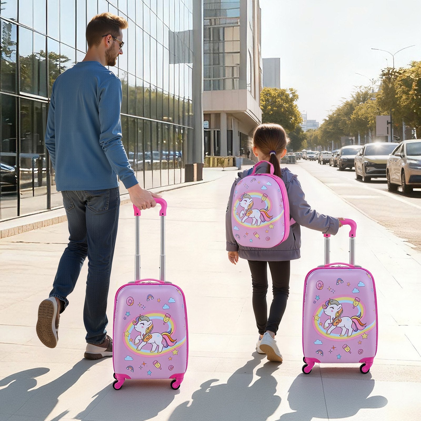 Kids Luggage Set, 2 Piece, 45.7 cm Hardside Rolling Wheels Suitcase with Hard-Shell Backpack, Unicorn Kids V952-2JTETXLX2PCS9S1IW001V0