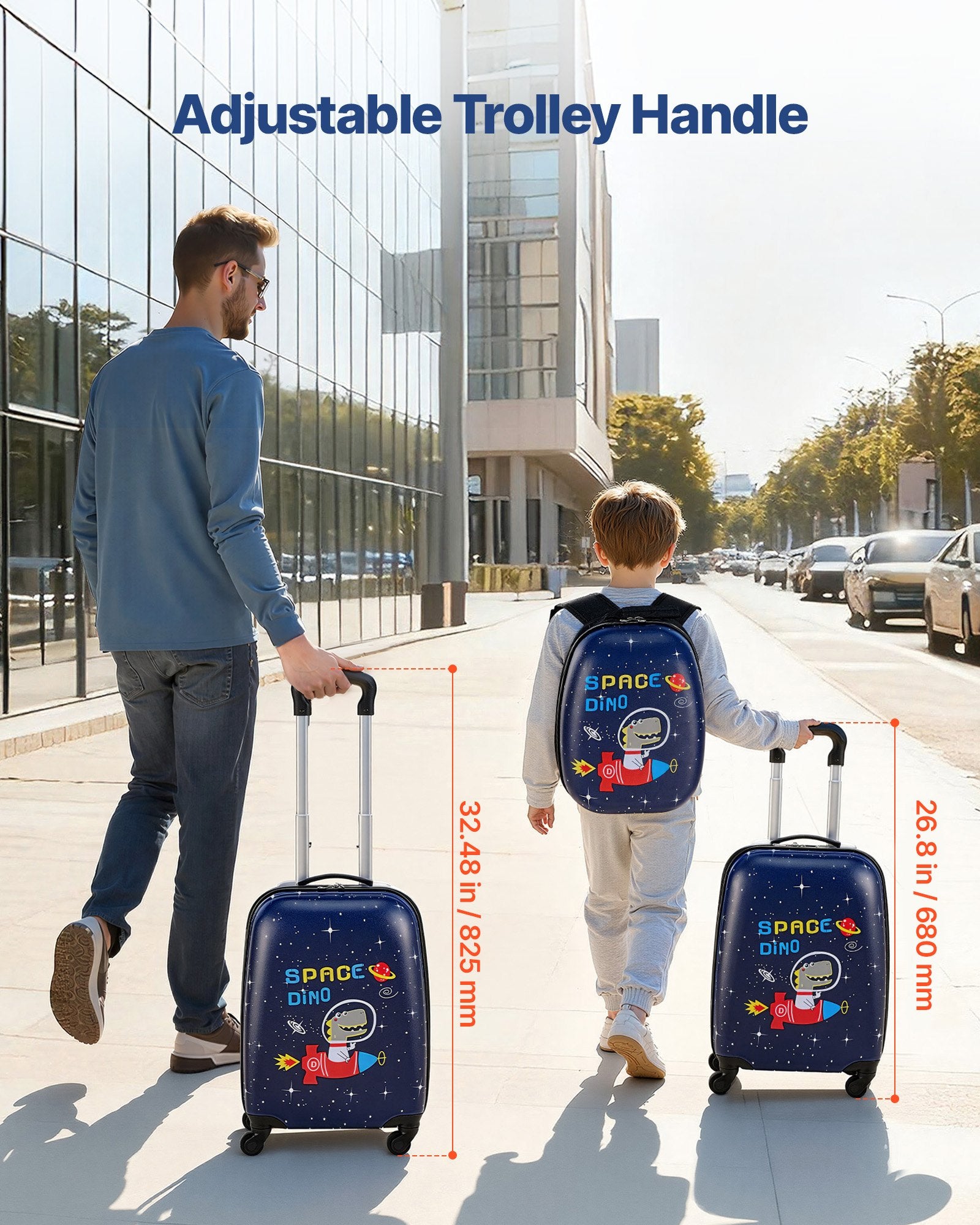 Kids Luggage Set, 2 Piece, 45.7 cm Hardside Rolling Wheels Suitcase with Hard-Shell Backpack, Dinosaur Kids V952-2JTETXLX2PCSJ0HWG001V0