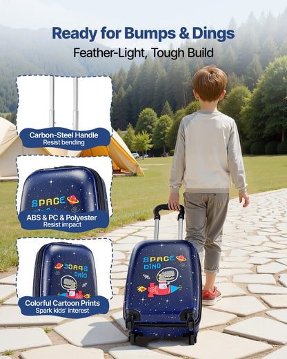 Kids Luggage Set, 2 Piece, 45.7 cm Hardside Rolling Wheels Suitcase with Hard-Shell Backpack, Dinosaur Kids V952-2JTETXLX2PCSJ0HWG001V0