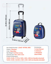 Kids Luggage Set, 2 Piece, 45.7 cm Hardside Rolling Wheels Suitcase with Hard-Shell Backpack, Dinosaur Kids V952-2JTETXLX2PCSJ0HWG001V0