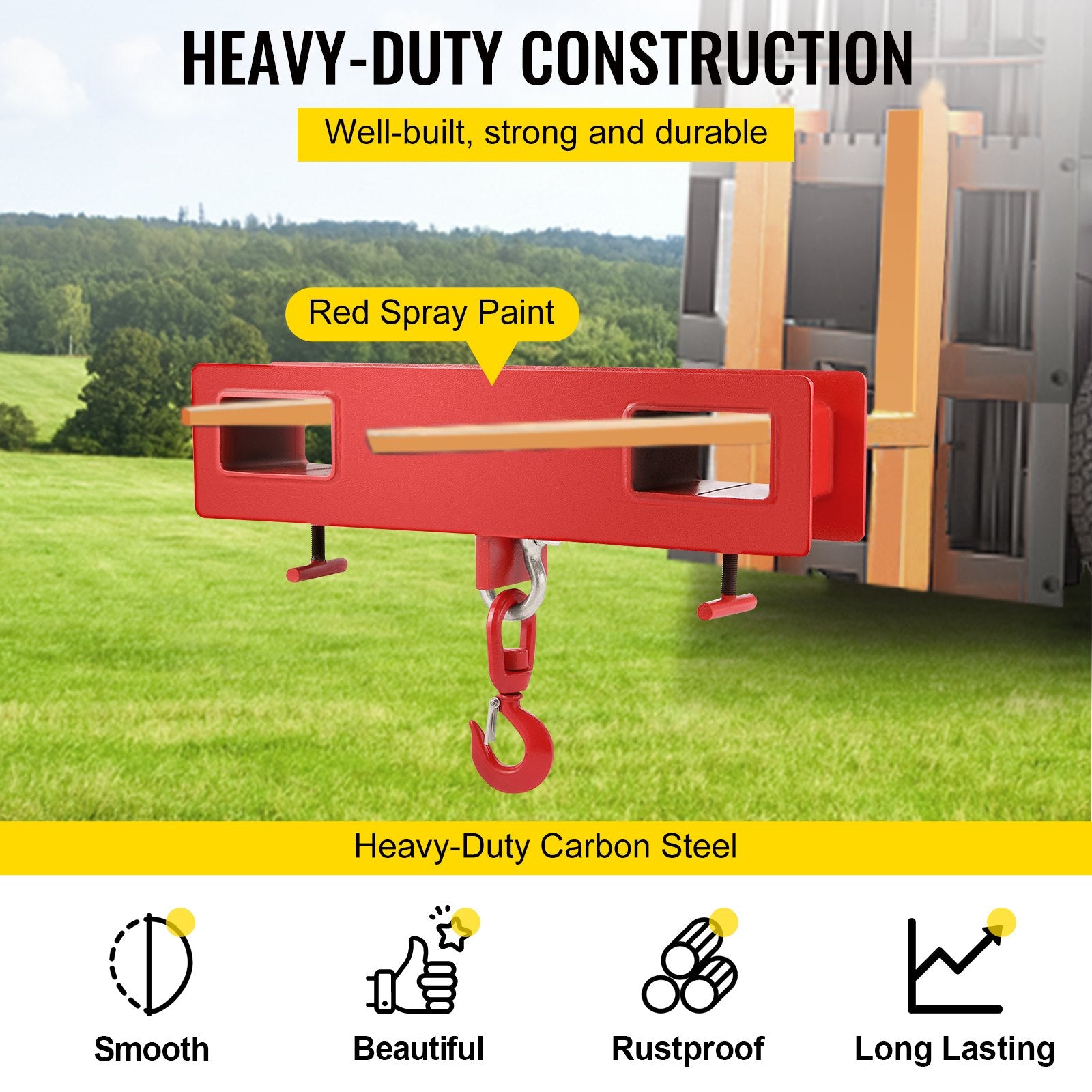 Forklift Lifting Hook 6000 LBS Capacity Forklift Lifting Hoist Swivel Hook Mobile Crane Forklift Attachments V952-2TCCDGJ0000000001V0