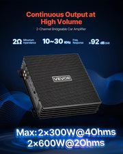 Car Audio Amplifier, 2-Channel Bridgeable Car Amplifier, Full-Range Class AB Stereo Amp, Max. 2 x 300W at 4 V952-2TDABL2X150WJE7E1001V9