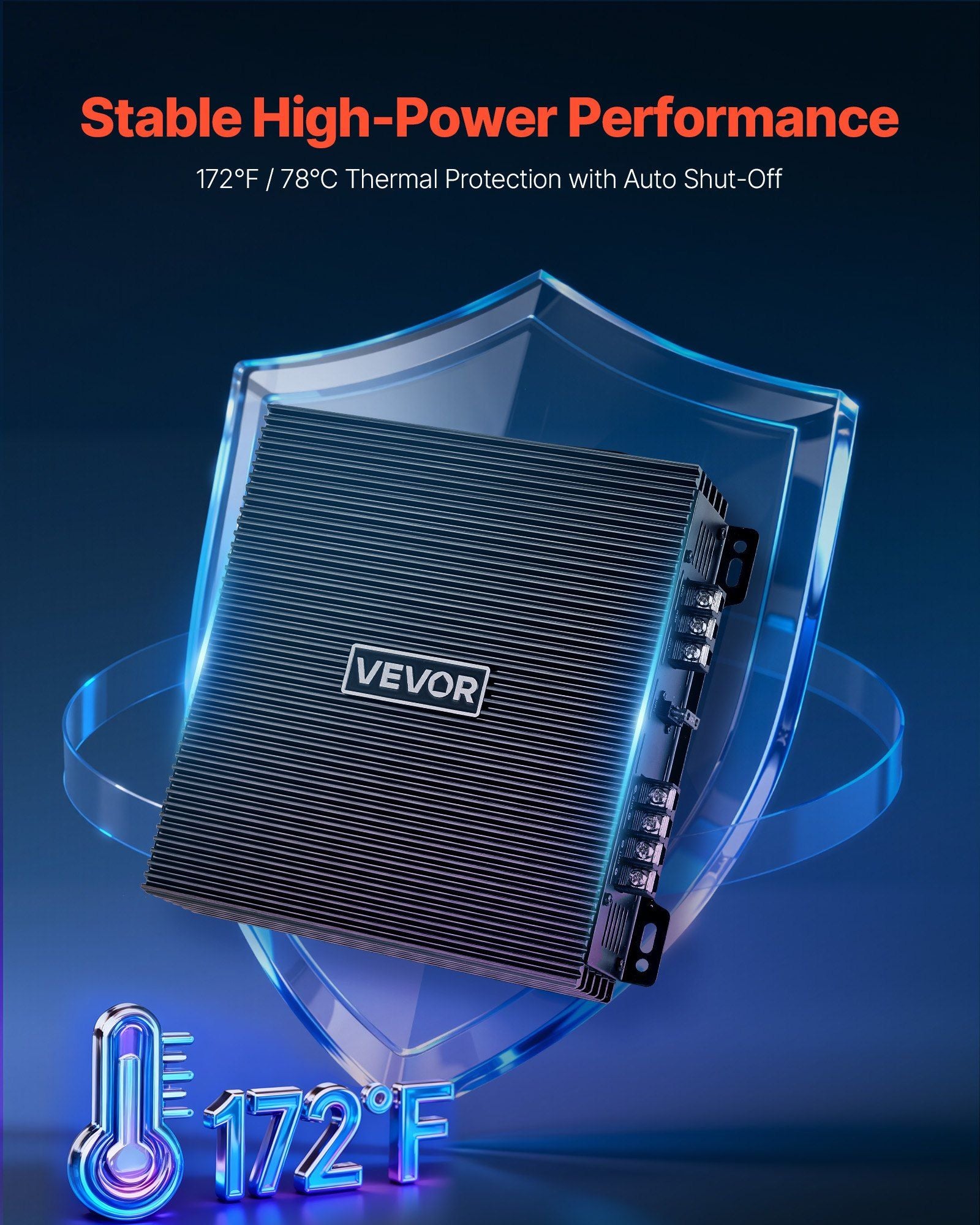 Car Audio Amplifier, 2-Channel Bridgeable Car Amplifier, Full-Range Class AB Stereo Amp, Max. 2 x 300W at 4 V952-2TDABL2X150WJE7E1001V9