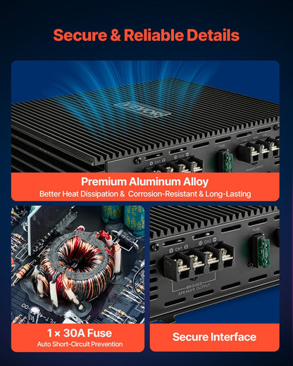 Car Audio Amplifier, 2-Channel Bridgeable Car Amplifier, Full-Range Class AB Stereo Amp, Max. 2 x 300W at 4 V952-2TDABL2X150WJE7E1001V9
