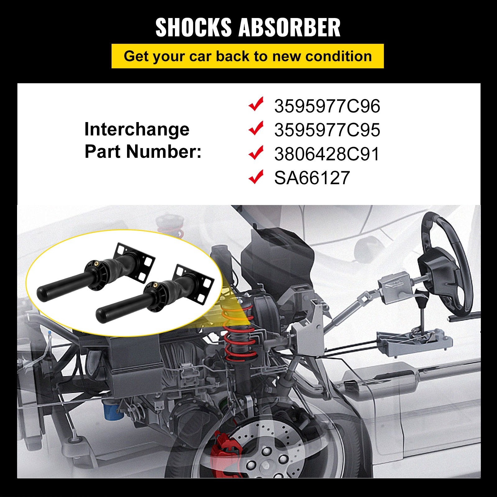 2PCS Cab Shock Absorber International Prostar 2008+ 3595977C95 3595977C96 V952-2X3595977C96KQJZQV0
