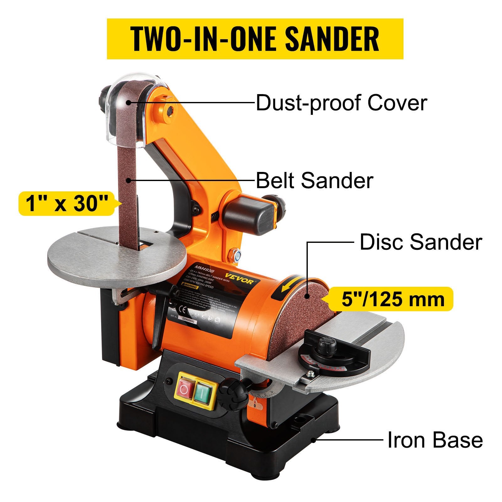 Belt Sander 300W Grinder Sander 1 x 30 Inch Electric Belt & Disc Sander 2950 RPM Variable Speed (300W) V952-300WSGJ0000000001V3