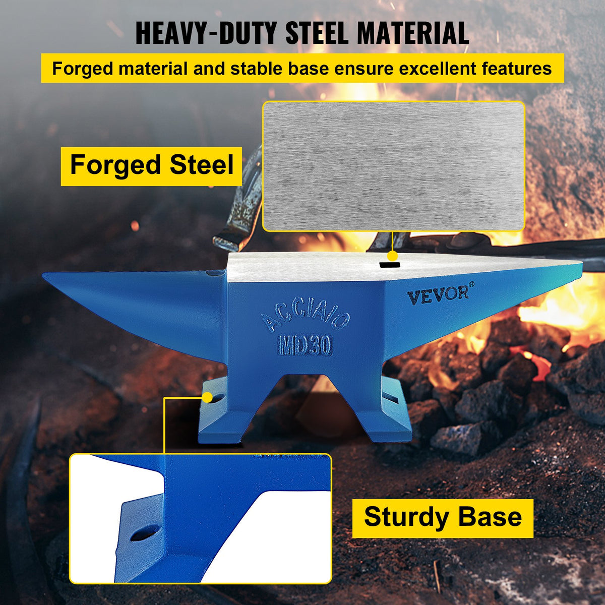 Pro Horn Anvil , 30KG/66.1LBS Weight Steel Anvil Blacksmith Blacksmith Anvil, Portable Rugged Cast Iron Anvil V952-30KGGZ00000000001V0