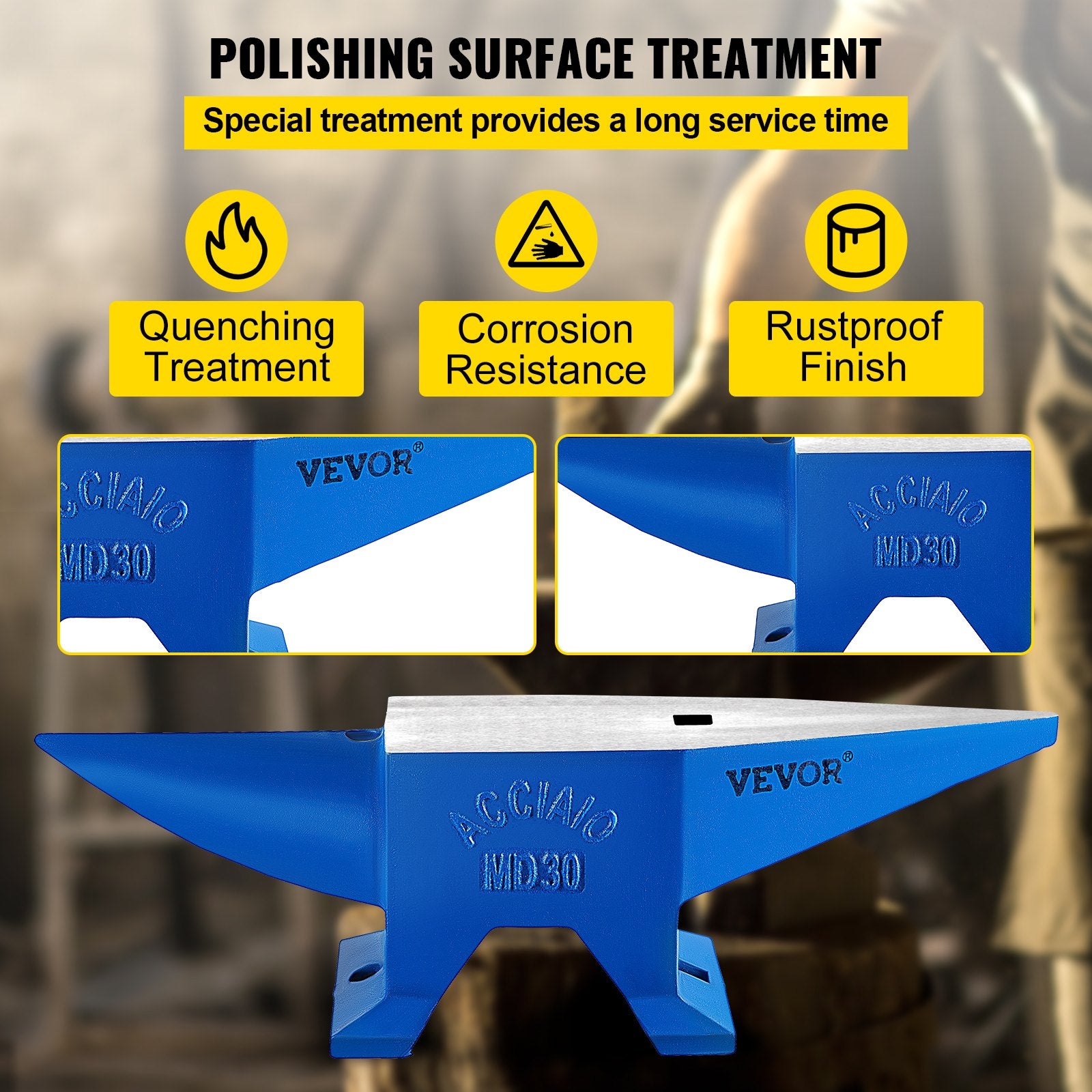 Pro Horn Anvil , 30KG/66.1LBS Weight Steel Anvil Blacksmith Blacksmith Anvil, Portable Rugged Cast Iron Anvil V952-30KGGZ00000000001V0