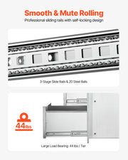 Flush triple access drawer raised style height triple drawer, 76 x 43 cm,stainless steel V952-30X17YC3CBXGCTG01V0