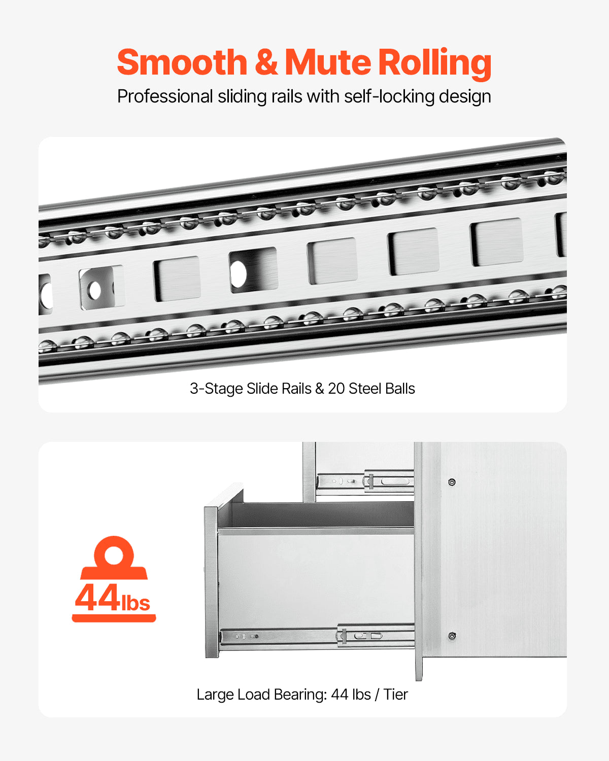 Flush triple access drawer raised style height triple drawer, 76 x 43 cm,stainless steel V952-30X17YC3CBXGCTG01V0
