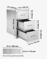 Flush triple access drawer raised style height triple drawer, 76 x 43 cm,stainless steel V952-30X17YC3CBXGCTG01V0