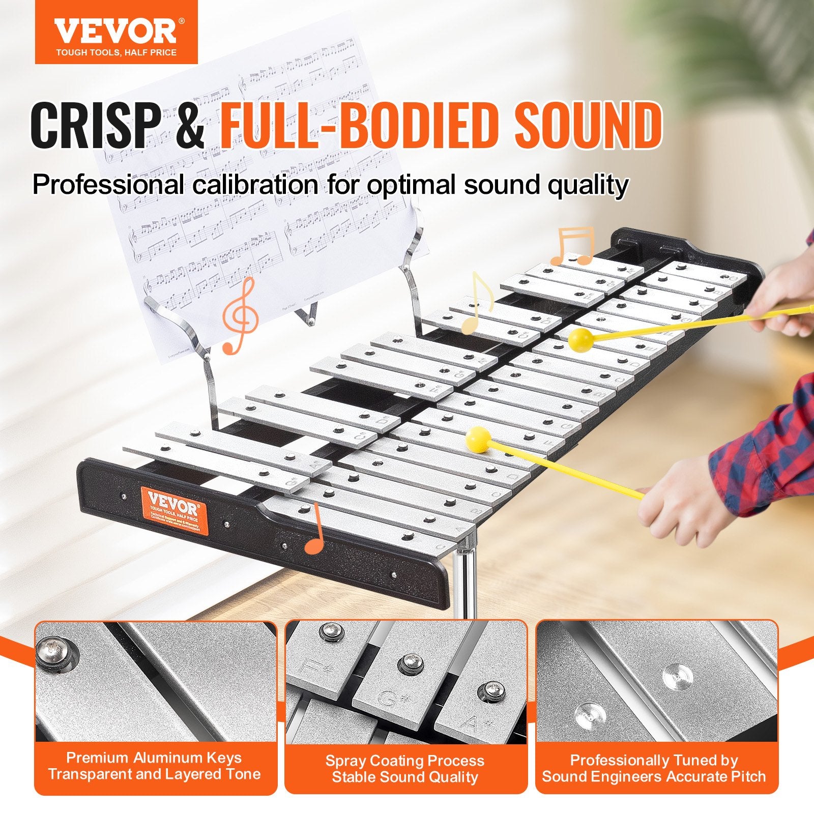 30 Note Glockenspiel Xylophone Bell Kit, Professional Percussion Instrument Set with Mallets, Drum Sticks, V952-30YFZQWZJ8LXX4BJCV0