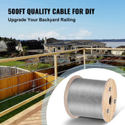 1/8 Stainless Steel Cable Railing 500ft, Wire Rope 316 Marine Grade, Braided Aircraft Cable 7x7 Strands V952-316GSS7X700000001V0