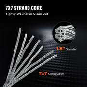 1/8 Stainless Steel Cable Railing 500ft, Wire Rope 316 Marine Grade, Braided Aircraft Cable 7x7 Strands V952-316GSS7X700000001V0