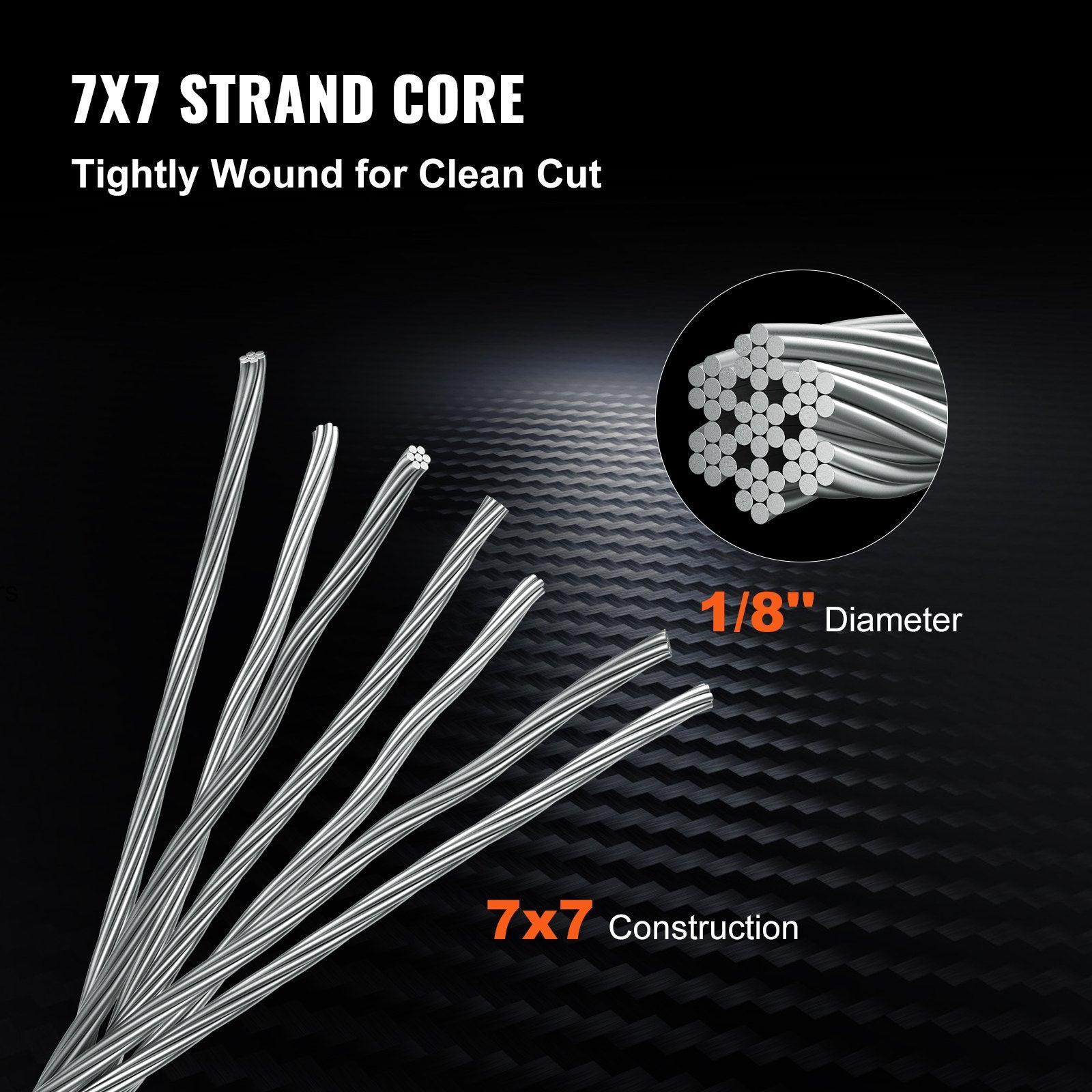 1/8 Stainless Steel Cable Railing 500ft, Wire Rope 316 Marine Grade, Braided Aircraft Cable 7x7 Strands V952-316GSS7X700000001V0