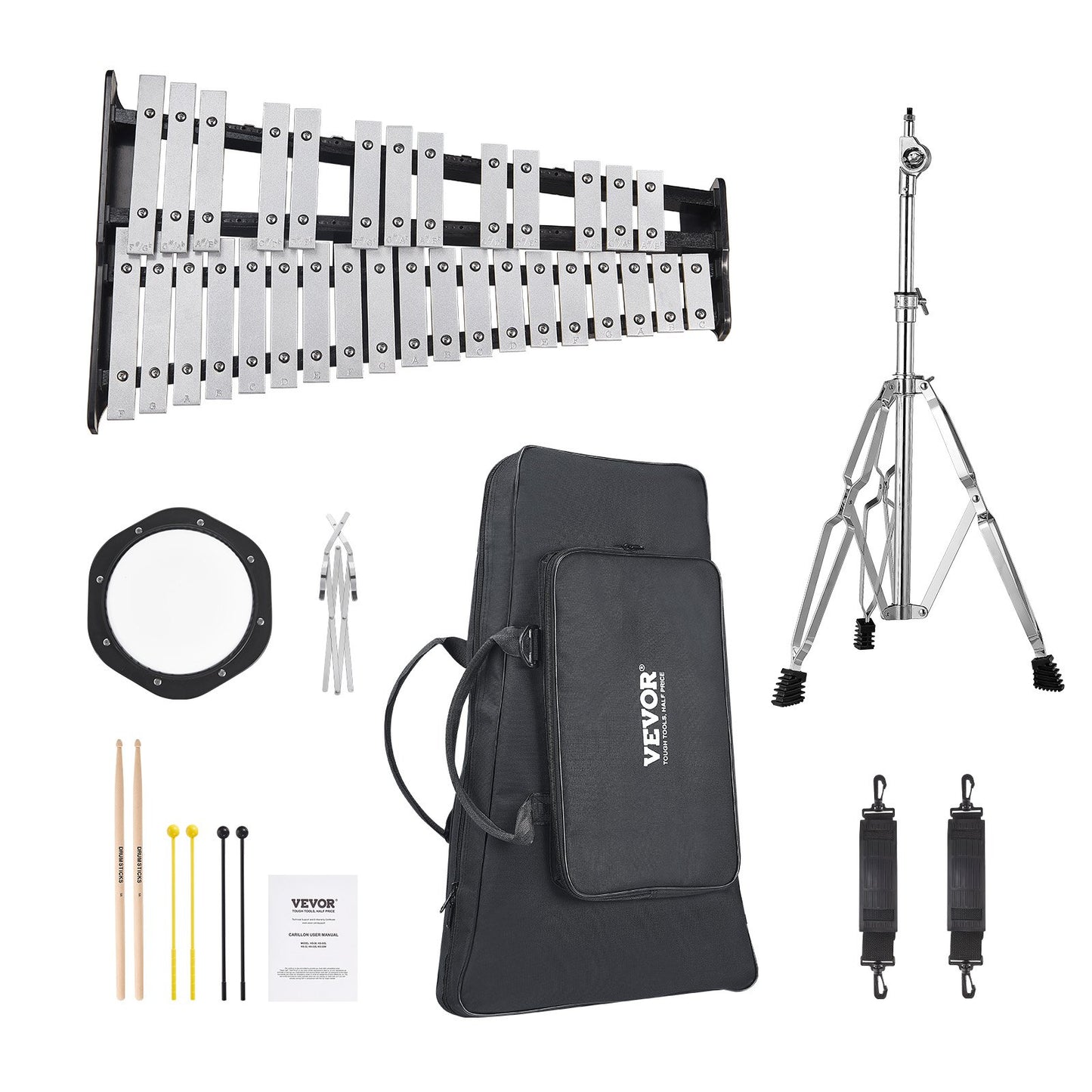 32 Note Glockenspiel Xylophone Bell Kit, Professional Percussion Instrument Set with Mallets, Drum Sticks, V952-32YFZQWZJ8LXVKTIAV0