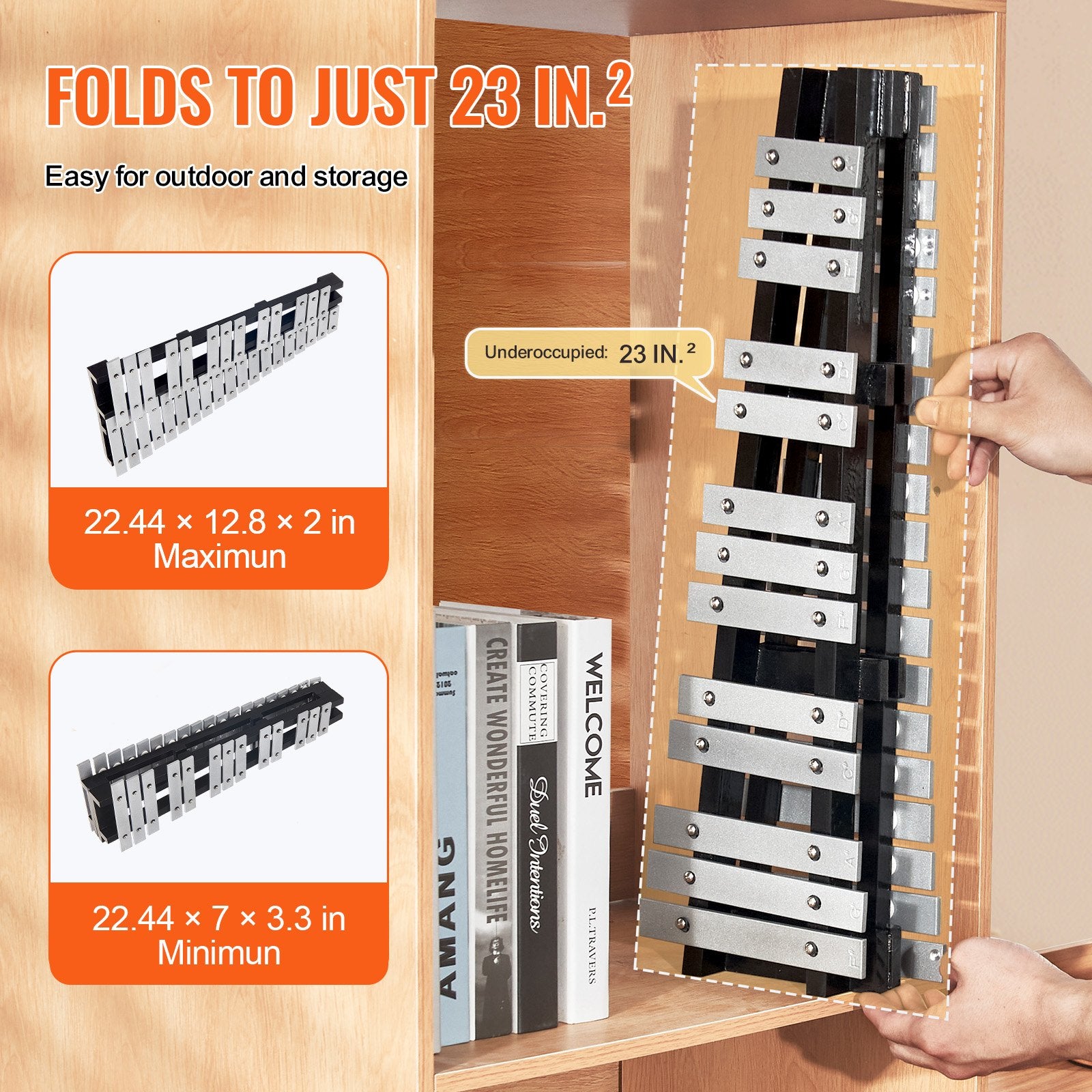 32 Note Glockenspiel Xylophone Bell Kit, Percussion Instrument with Mallets, Drum Sticks and Carrying Bag, V952-32YFZQWZJWLXWXEC2V0