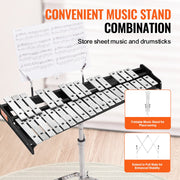 32 Note Glockenspiel Xylophone Bell Kit, Professional Percussion Instrument Set with Mallets, Drum Sticks, V952-32YFZQYZJWLX0A1C1V0