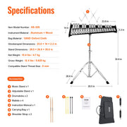 32 Note Glockenspiel Xylophone Bell Kit, Professional Percussion Instrument Set with Mallets, Drum Sticks, V952-32YFZQYZJWLX0A1C1V0