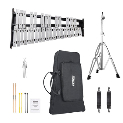 32 Note Glockenspiel Xylophone Bell Kit, Professional Percussion Instrument Set with Mallets, Drum Sticks, V952-32YFZQYZJWLX0A1C1V0