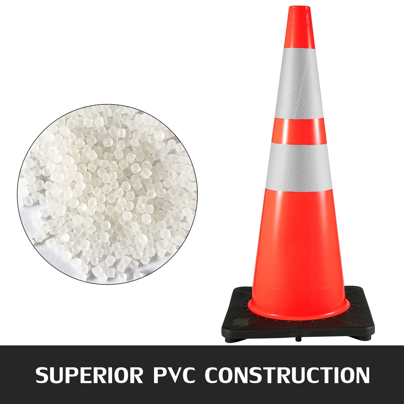 6Pack 36" Traffic Cones, Safety Road Parking Cone with Black Weighted Base, PVC Orange Traffic Safety Cones, V952-36INHDBJMLZ6PCS01V0