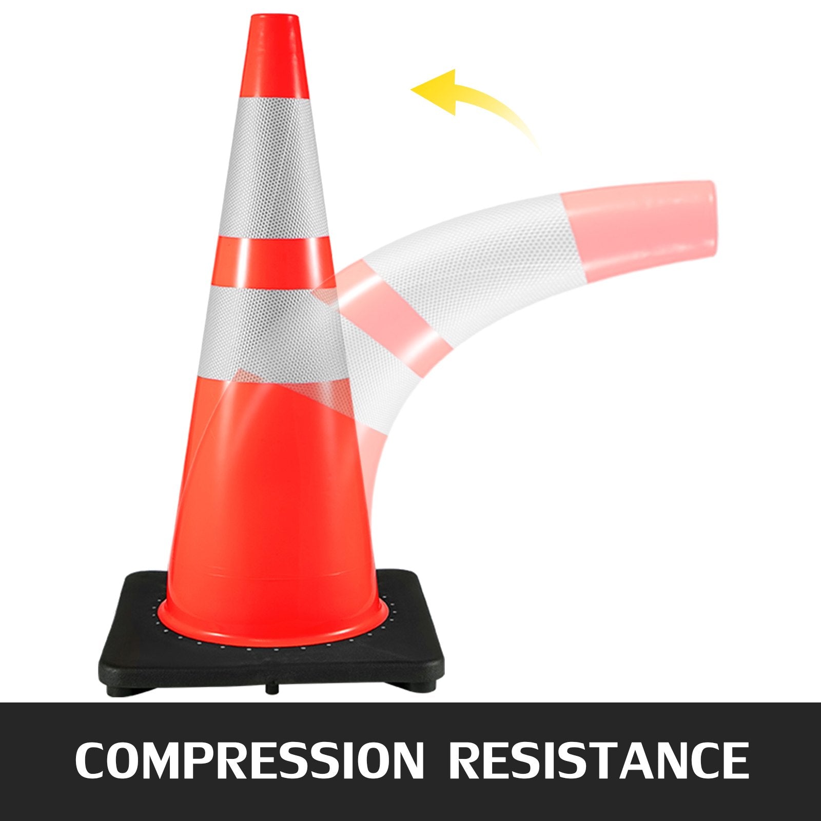 6Pack 36" Traffic Cones, Safety Road Parking Cone with Black Weighted Base, PVC Orange Traffic Safety Cones, V952-36INHDBJMLZ6PCS01V0