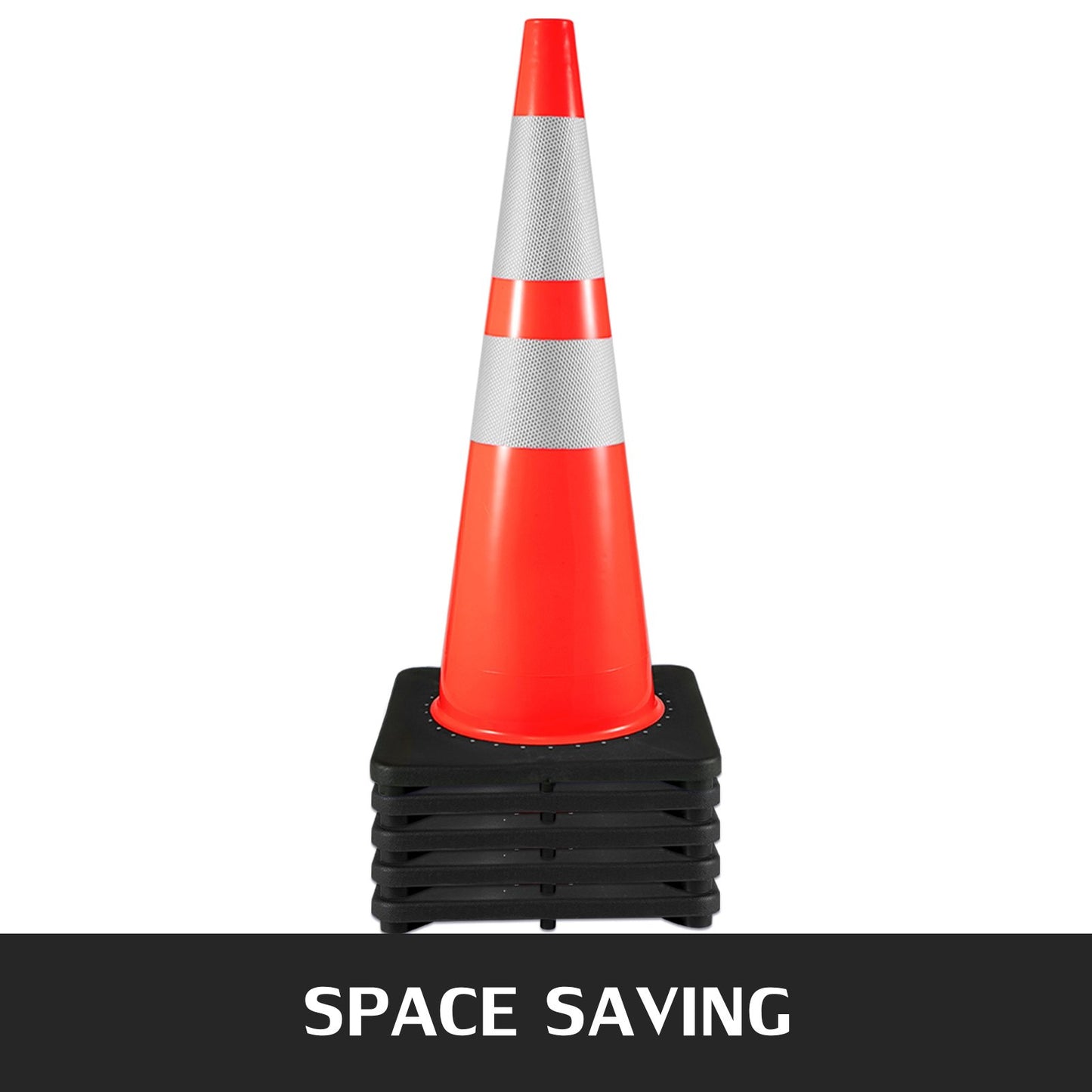 6Pack 36" Traffic Cones, Safety Road Parking Cone with Black Weighted Base, PVC Orange Traffic Safety Cones, V952-36INHDBJMLZ6PCS01V0