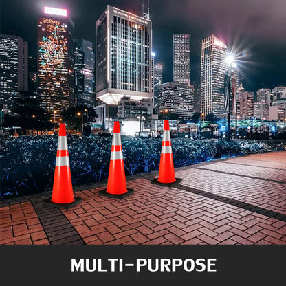 6Pack 36" Traffic Cones, Safety Road Parking Cone with Black Weighted Base, PVC Orange Traffic Safety Cones, V952-36INHDBJMLZ6PCS01V0
