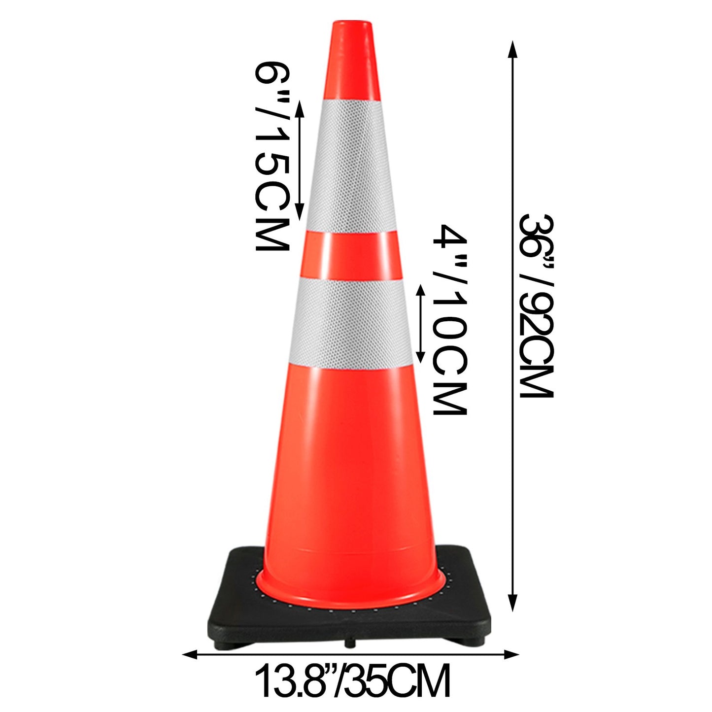 6Pack 36" Traffic Cones, Safety Road Parking Cone with Black Weighted Base, PVC Orange Traffic Safety Cones, V952-36INHDBJMLZ6PCS01V0
