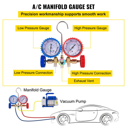 3CFM 84 L/M 1-Stage, Refrigerant Vacuum Pump Refrigeration Gauges A/C Air Conditioning 1440 RPM 1/4 HP, 3 pcs V952-3CFM1-4HPZKBZJ001V3