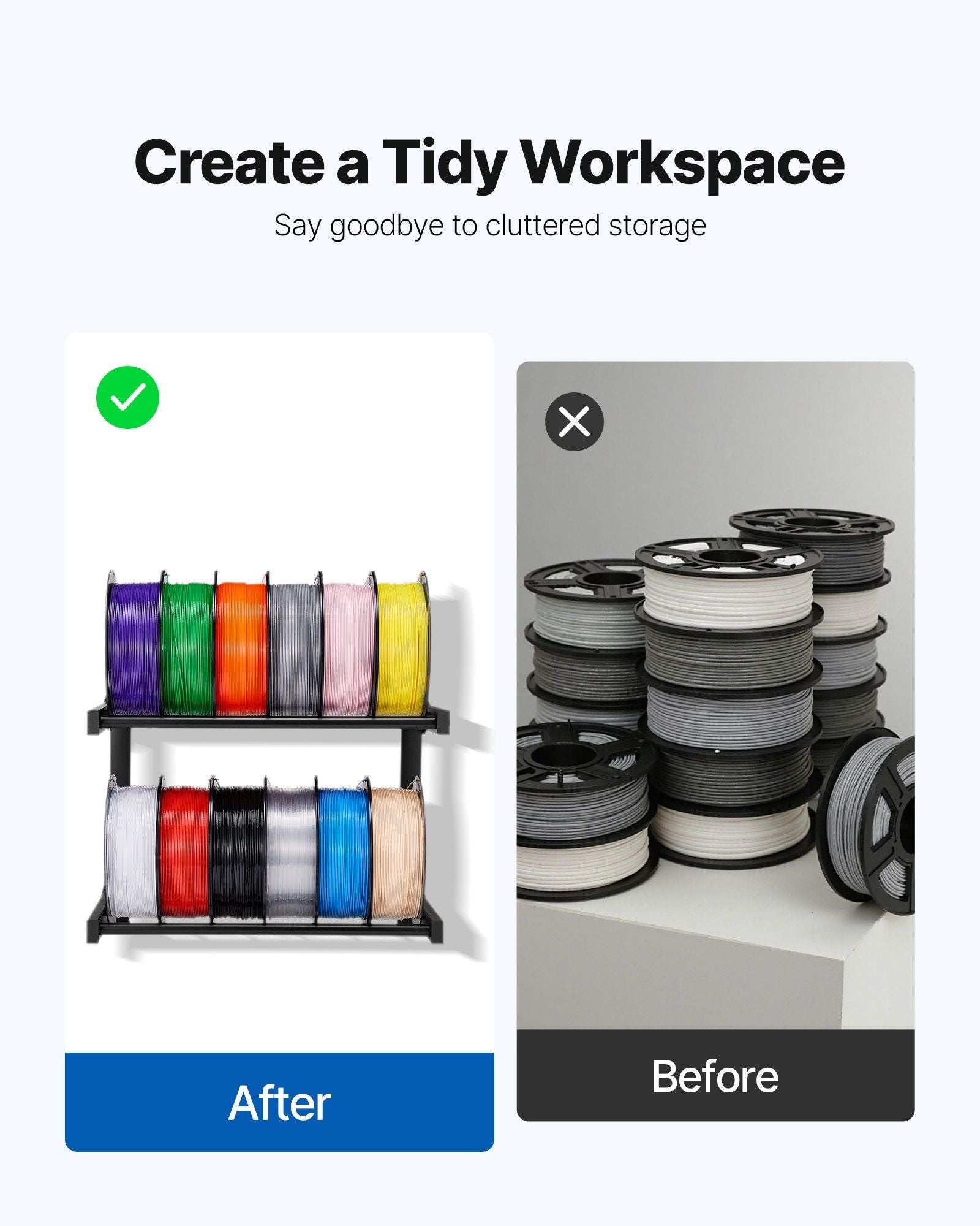 Wall Mount Printer Filament Storage Rack, 2-Tier Wall Bracket Storage Shelf, Rolling Filament Spool Holders V952-3DDYSNJHSECBXUUA2001V0