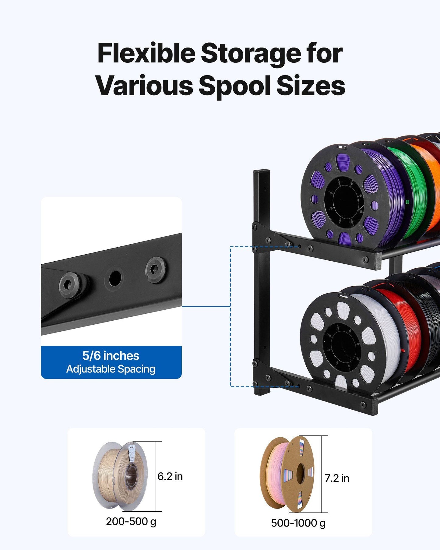 Wall Mount Printer Filament Storage Rack, 2-Tier Wall Bracket Storage Shelf, Rolling Filament Spool Holders V952-3DDYSNJHSECBXUUA2001V0