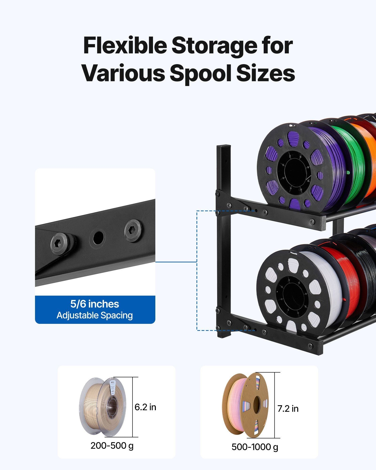 Wall Mount Printer Filament Storage Rack, 2-Tier Wall Bracket Storage Shelf, Rolling Filament Spool Holders V952-3DDYSNJHSECBXUUA2001V0