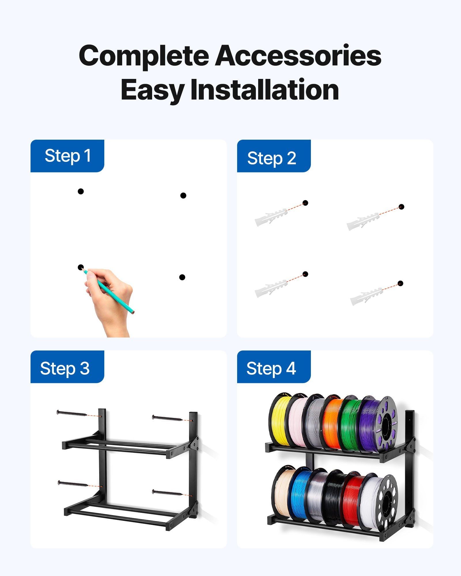 Wall Mount Printer Filament Storage Rack, 2-Tier Wall Bracket Storage Shelf, Rolling Filament Spool Holders V952-3DDYSNJHSECBXUUA2001V0