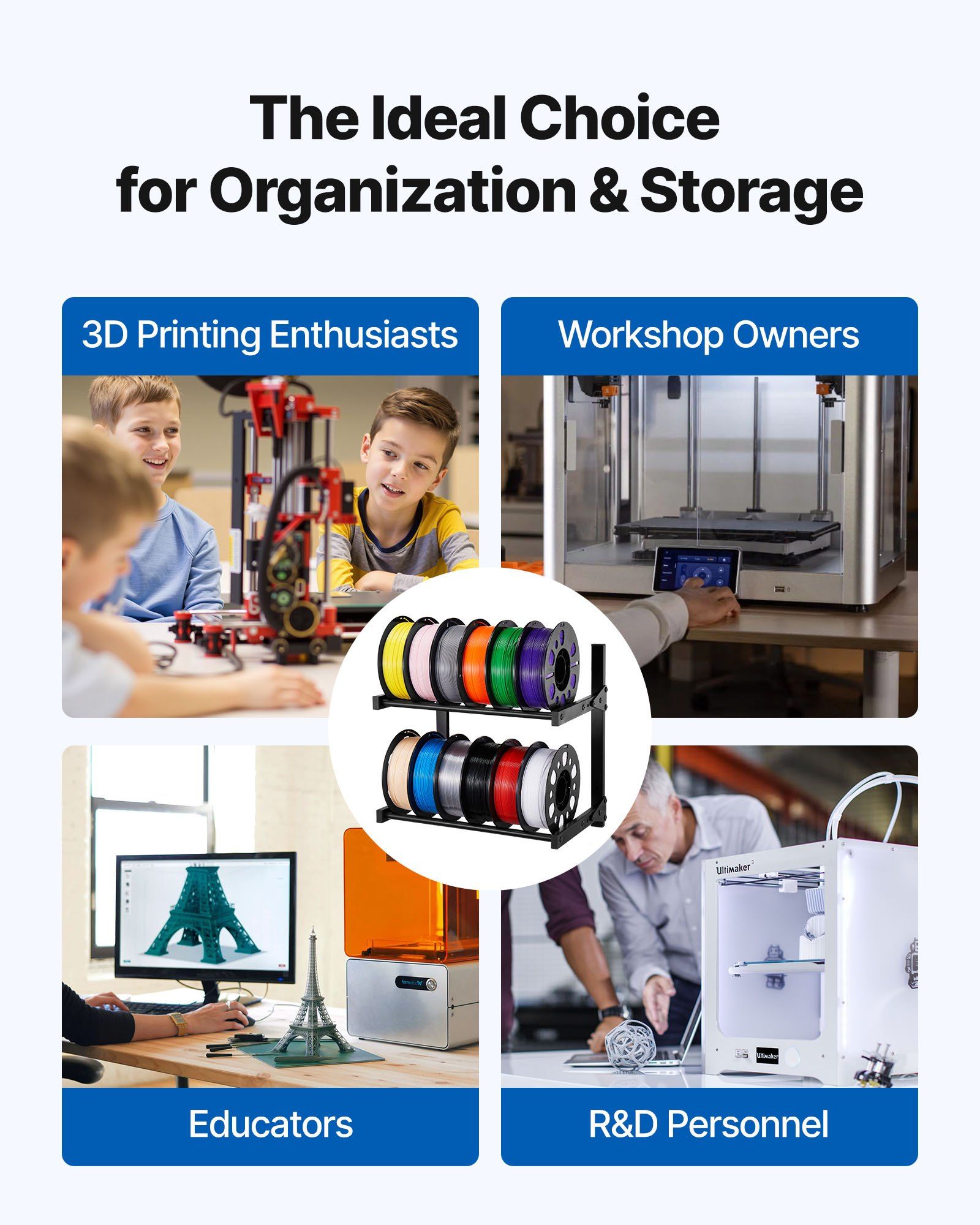 Wall Mount Printer Filament Storage Rack, 2-Tier Wall Bracket Storage Shelf, Rolling Filament Spool Holders V952-3DDYSNJHSECBXUUA2001V0