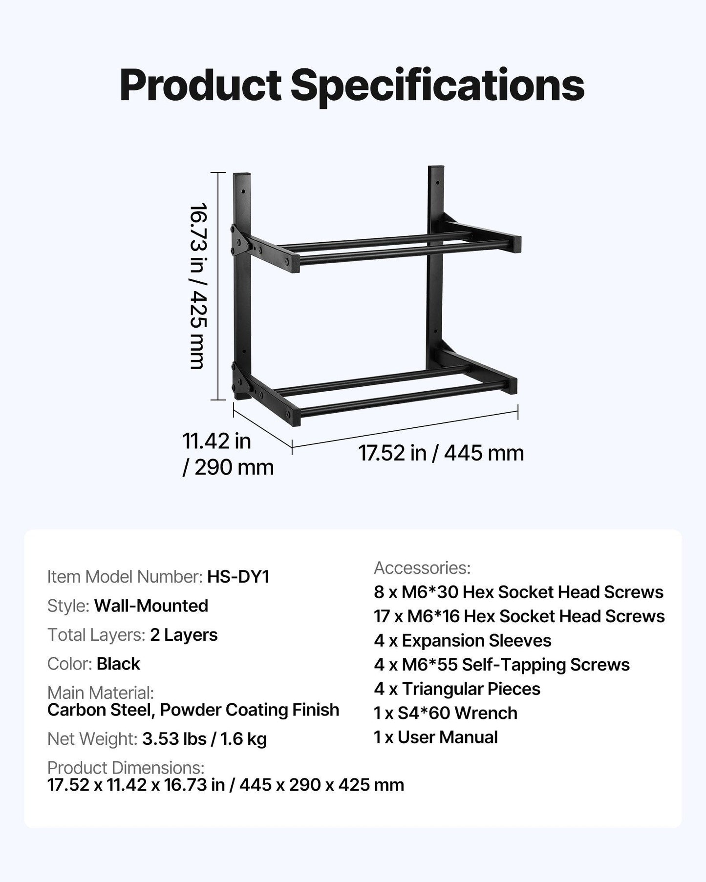 Wall Mount Printer Filament Storage Rack, 2-Tier Wall Bracket Storage Shelf, Rolling Filament Spool Holders V952-3DDYSNJHSECBXUUA2001V0