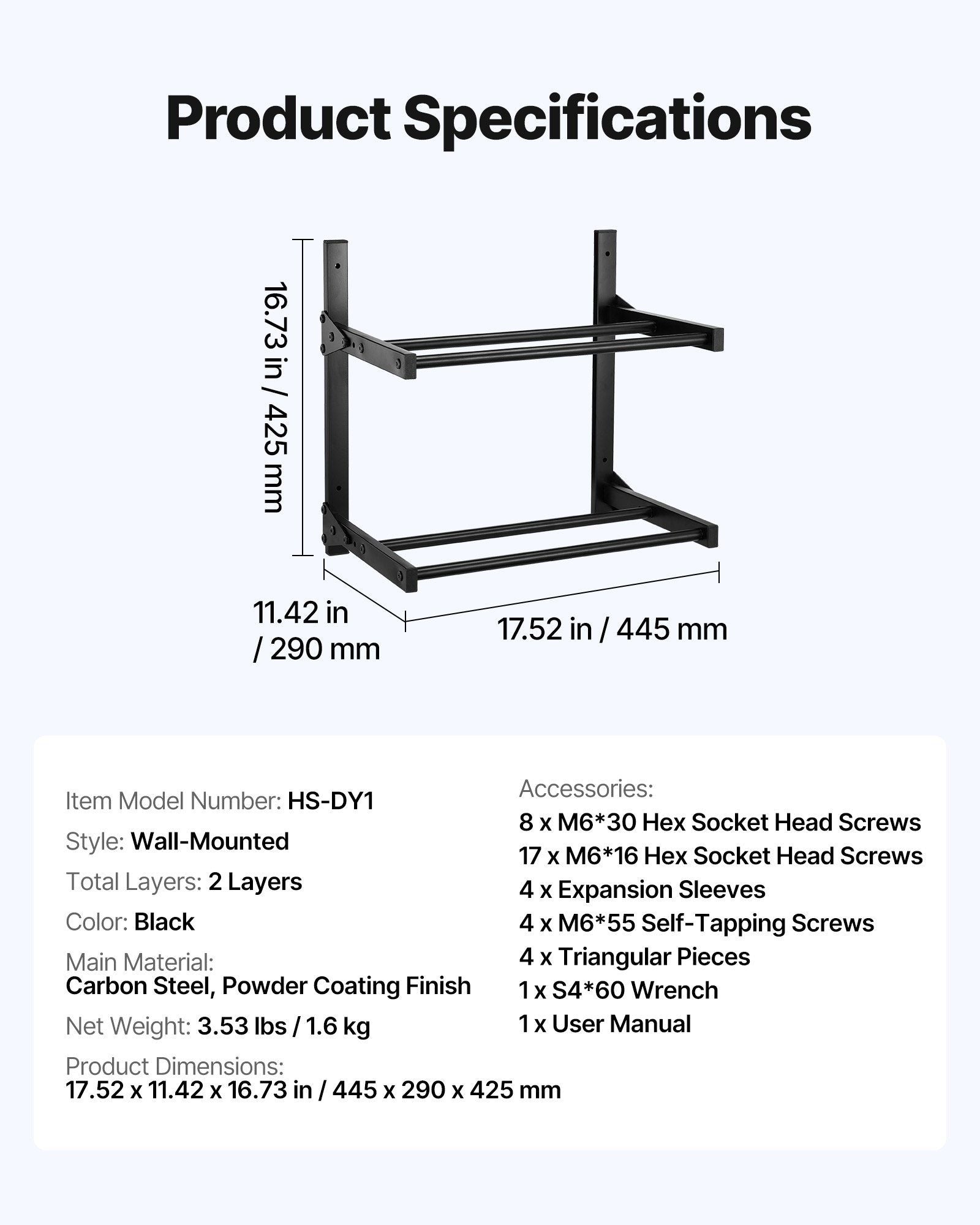 Wall Mount Printer Filament Storage Rack, 2-Tier Wall Bracket Storage Shelf, Rolling Filament Spool Holders V952-3DDYSNJHSECBXUUA2001V0