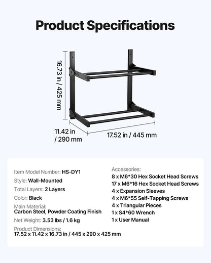Wall Mount Printer Filament Storage Rack, 2-Tier Wall Bracket Storage Shelf, Rolling Filament Spool Holders V952-3DDYSNJHSECBXUUA2001V0