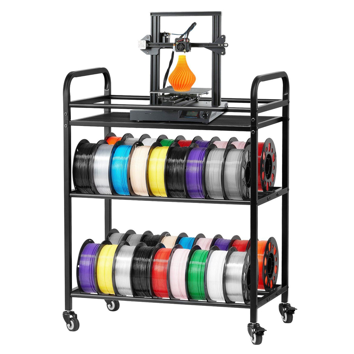 3D Printer Filament Storage Rack, 3 Tier Heavy Duty Storage Shelf, Rolling Filament Spool Holders Racks with V952-3DDYSNJYDSSCCI04J001V0