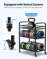 3D Printer Filament Storage Rack, 3 Tier Heavy Duty Storage Shelf, Rolling Filament Spool Holders Racks with V952-3DDYSNJYDSSCCI04J001V0