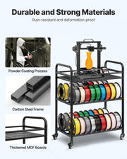 3D Printer Filament Storage Rack, 3 Tier Heavy Duty Storage Shelf, Rolling Filament Spool Holders Racks with V952-3DDYSNJYDSSCCI04J001V0
