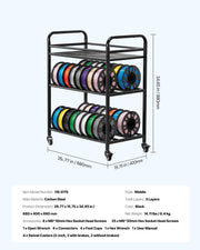 3D Printer Filament Storage Rack, 3 Tier Heavy Duty Storage Shelf, Rolling Filament Spool Holders Racks with V952-3DDYSNJYDSSCCI04J001V0
