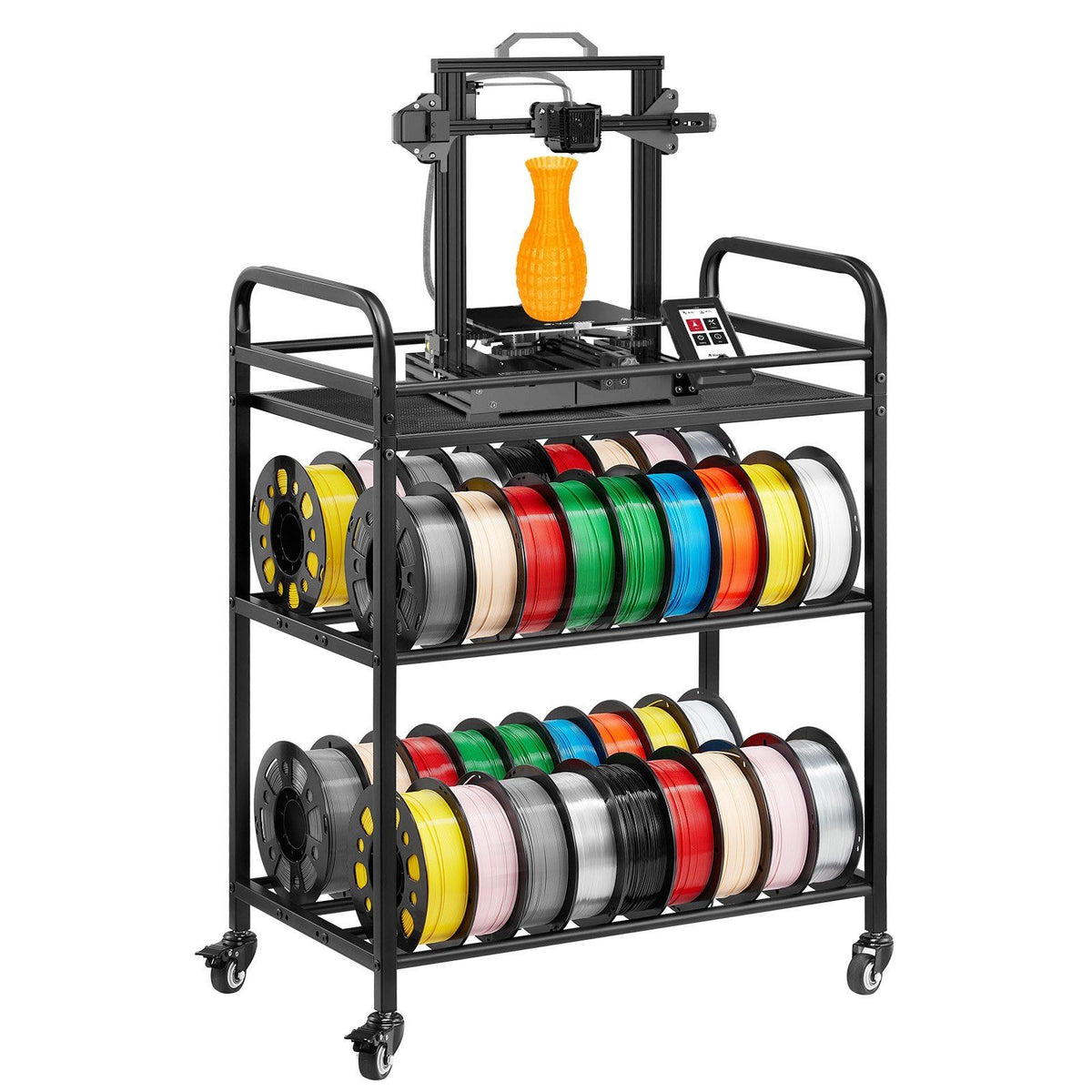 3D Printer Filament Storage Rack, 3 Tier Heavy Duty Storage Shelf, Rolling Filament Spool Holders Racks with V952-3DDYSNJYDSSCCI04J001V0