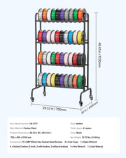 3D Printer Filament Storage Rack, 4 Tier Heavy Duty Storage Shelf, Rolling Filament Spool Holders Racks with V952-3DDYSNJYDSSCMA4RR001V0