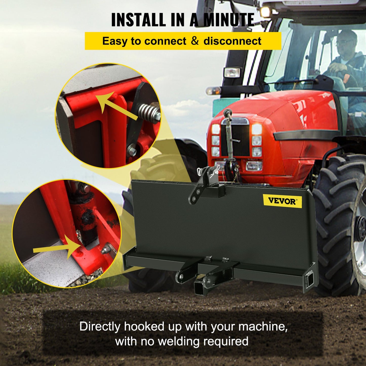 3 Point Attachment Adapter Skid Steer Trailer Hitch Front Loader Case V952-3DSPZZB0000000001V0