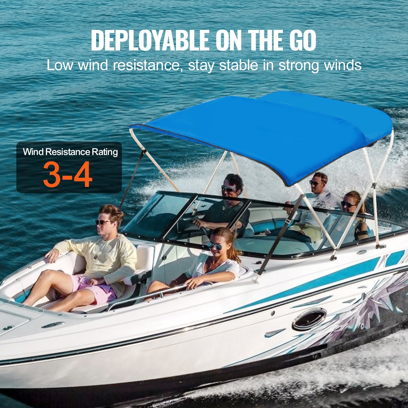 3 Bow Bimini Top Boat Cover, 900D Polyester Canopy with 1" Aluminum Alloy Frame, Waterproof and Sun Shade, V952-3GCYZYP6L616QR5XQV0
