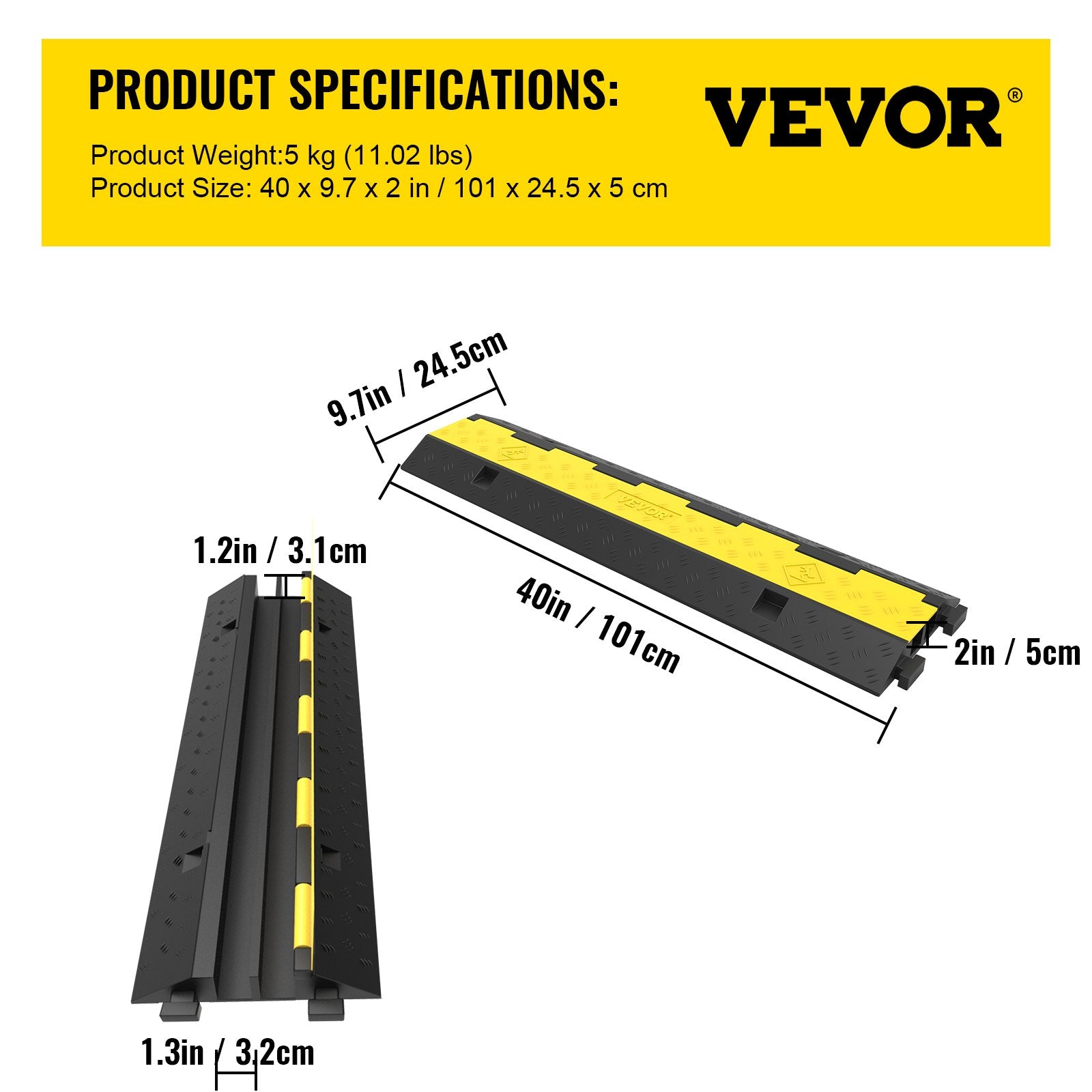 3 Pcs 2-Cable Rubber Electrical Wire Cover Cord Protector Ramp 11000 lbs V952-3JTLCGXB000000001V0