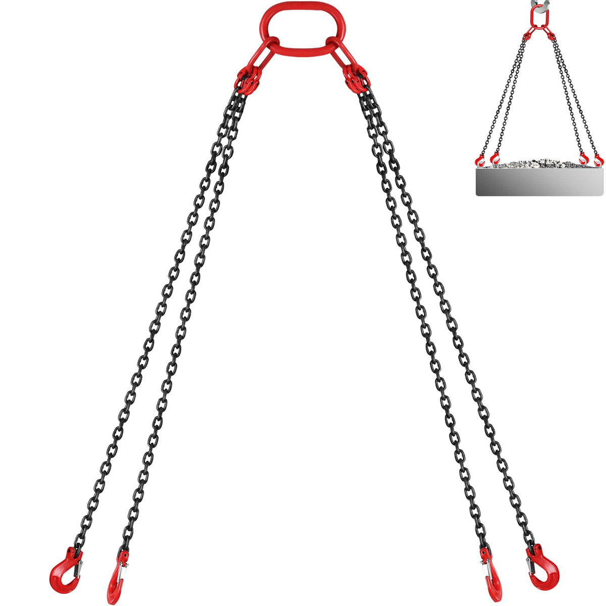 Chain Sling 5/16" X 10' Engine Lift Chain G80 Alloy Steel Engine Chain Hoist Lifts 3 Ton with 4 Leg Grab V952-3MSGLT00000000001V0